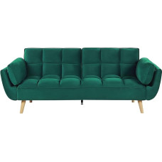 3 vietų sofa lova Velvet Fabric Green Elegant su pagalvėle Asby