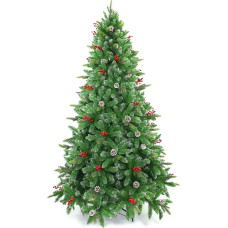 Stockholm Designer Artificial Christmas Tree with Berries and Frosted Cones, Mixed PE PVC Tips, Hinged Branches, Bushy Christmas Decoration (4ft/5ft/6ft/8ft)