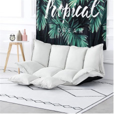 Folding Lazy Sofa, Sofa Bed Floor Cute Futon Sets with Cushion, 5-Way Adjustable Recliner Sleeping Seat Chair, Adjustable Floor Gaming Couch Sofa, Blue, 160 × 110 × 22 cm (Beige 130 × 86