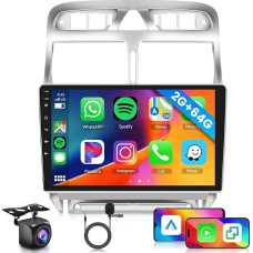 2GB 64GB Android Autoradio für Peugeot 307 307CC 307SW 2002-2013 Radio mit Wireless Carplay Android Auto Mirror Link, Hodozzy 9 Zoll Touchscreen Navi DSP Bluetooth WiFi FM/RDS Radio, Lenkradsteuerung