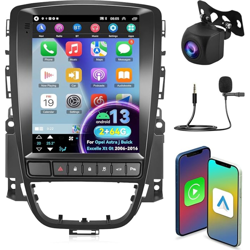 2G + 64G Wireless Carplay & Android Car Radio for Opel Astra J Buick Excelle XT GT 2006-2016, 9.7 Pollici Car Radio Con GPS/WiFi/Bluetooth/FM RDS Radio/SWC + Telecamera Posteriore
