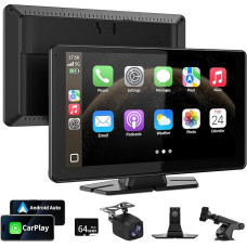 9 Inch Wireless Carplay Display Android Car Display with Touch Screen, Wireless Carplay Screen, Android Car Screen with AUX/FM, Play Music, Siri, Mirror Link, Bluetooth for All Vehicles