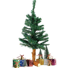 Avilia Artificial Christmas Tree Green with Sturdy and Robust Brown Trunk Shape Base 60cm and 68 Branches - Ideal for Christmas Decorations in All Environments - Easy to Assemble