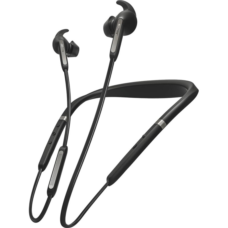 Jabra Elite 65e Wireless Stereo ANC In-Ear Headphones (Bluetooth, Professional Active Noise Cancellation, Neckband, Voice Control for Alexa, Siri and Google Assistant) Titanium Black, without Echo Dot