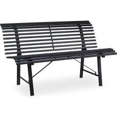 Relaxdays Garden Bench, 2 Seater, HBD: 79 x 130 x 75 cm, Robust Steel, Weatherproof Bench, Stable Park Bench, Anthracite