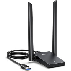 UGREEN AX1800 USB WLAN adapteris WiFi 6 USB 3.0 adapteris kompiuteriui Dvi 5 dBi WLAN antenos su integruota tvarkykle, itin dideliu įsiskverbimu į sieną ir dviguba juosta (5 GHz/2,4 GHz), skirtas 