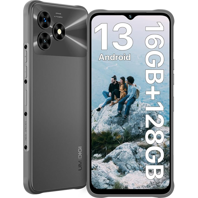 UMIDIGI G5 Mecha išmanusis telefonas be sutarties, 16GB RAM + 128GB (iki 1TB) Android 13 mobilusis telefonas be sutarties, 6,6 colių HD + 50MP ekranas, 6000 mAh Lauko atsparūs mobilieji telefonai su dviem SIM kortelėmis 4G /