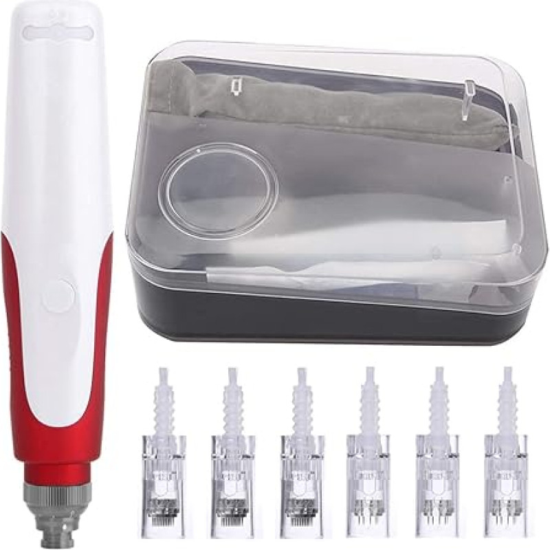 ALIWOD Electric Microneedling Pen, Microneedling Roller, Microneedling Device, Fix the Clogging of Pores, Remove Acne Dots, with 6 Needle Cartridges (12 and 36 Needles) N2