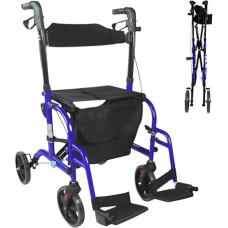 Mobiclinic, Modell Picasso, Rollator und Rollstuhl, 2 in 1 Gehhilfe, Höhenverstellbar, Korb, Sitz, Gehwagen für Senioren, Gehilfe für Behinderte, Leichtgewicht, Fußstützen, Blau