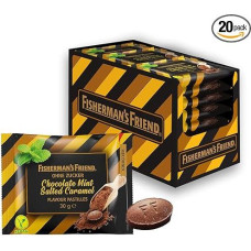 Fisherman's Friend Chocolate Mint Salted Caramel, Pastilles with Chocolate, Mint & Salt Caramel Flavour, Sugar-Free & Vegan Sweets, 20 x 30 g
