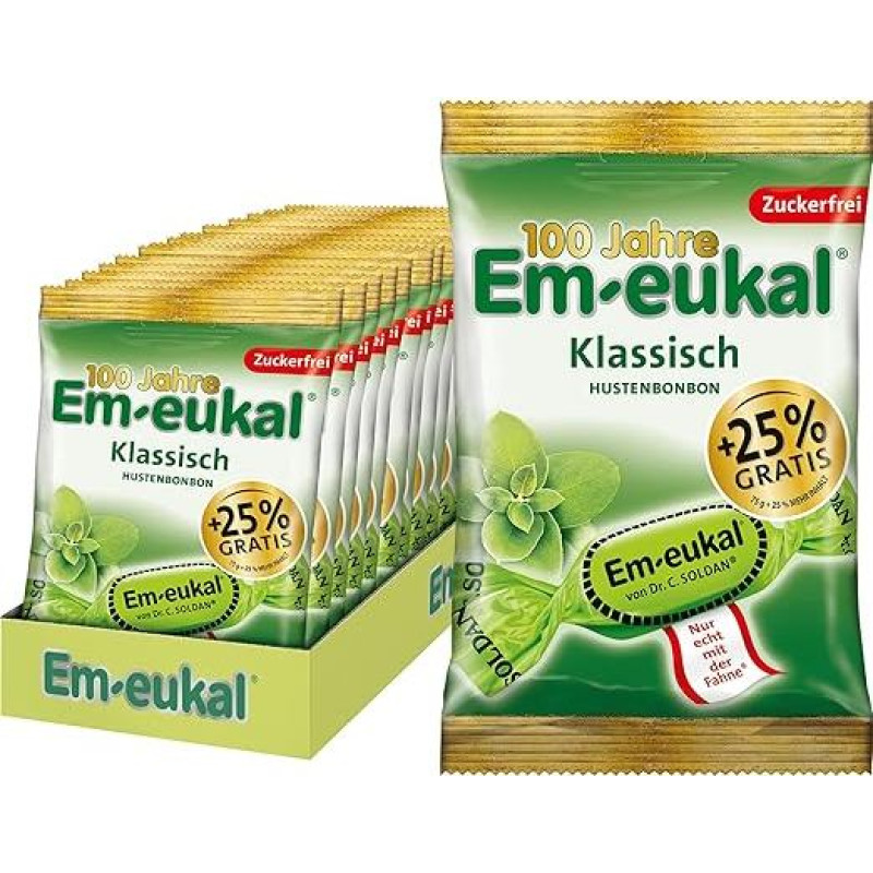 Em-eukal Anniversary Bag Cough Loss Classic Sugar Free & Lactose Free, Lozenges with Eucalyptus Oil & Menthol - 15 x 94g