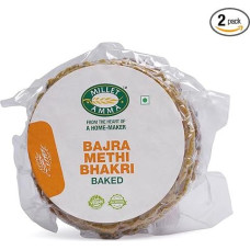 MILLET AMMA Baked Bajra Methi Bhakhri - 360g | (2 pakuotės po 180g) | Paruošta valgyti | Geriausias pasirinkimas užkandžiams, vakarėliams ir renginiams | Sveiki tradiciniai gudžaratų užkandžiai