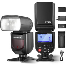 NEEWER Z760-N TTL blykstė Speedlite, suderinama su Nikon DSLR, 76Ws GN60 2.4G 1/8000s HSS blykstės, TCM konversijos 7.4V/2600mAh ličio baterijos įkroviklio rinkinys, 480 blyksčių su pilna galia