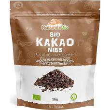 Raw Cocoa Nibs Organic 1 kg Organic Raw Cacao Nibs. Raw Food, Natural and Pure. Produced from the Theobroma Plant, Source of Magnesium, Potassium and Iron