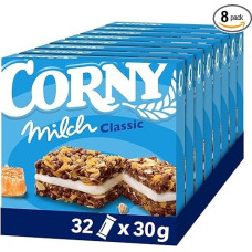Corny Milk Classic Cereal Bar, Milk Sandwich with Cereals and Milk Cream, 32 x 30 g