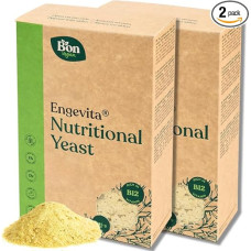 Engevita Yeast Flakes by Bon Vegan Nutritional Yeast Flakes, Gluten-Free Seasoning Yeast Flakes with Vitamins of B Complex, B12 and Zinc, Inactive Nutritional Yeast Tastes Like Parmesan - 2 x 125 g