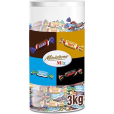 Miniatures Mix, Mars, Snickers, Bounty & Twix, Riegelklassiker im Mini Format, Milchschokoladen, Schokolade Großpackung, Party Mix, 296 Riegel, 1 x 3kg