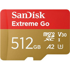 SanDisk 512GB Extreme Go Micro SDXC Card (for Android Smartphones and Tablets, Action Cams, Drones, UHS-I, up to 200 MB/s 5K, 4K UHD, Rescue Pro Deluxe, V30, Class 10, U3) for Amazon