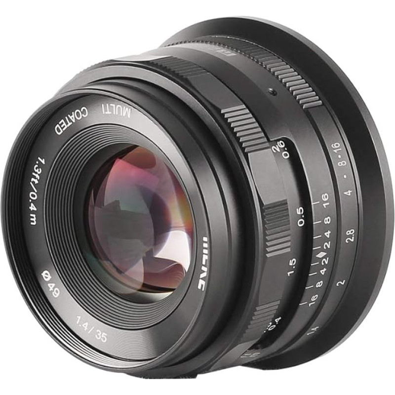 Meke MK-35 mm F1.4 rankinio fokusavimo didelės diafragmos objektyvas, suderinamas su Nikon APS-C veidrodiniais fotoaparatais, pvz., Z6 Z7 Z50