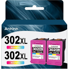 ANKINK Remanufactured Ink Cartridge Ink Cartridges Replacement for HP 302XL for Cartridge 302 XL for 1110 2130 3630 3632 3634 3636 3639 4520 4524 4525 4526 4528 3830 3831 3833 , color 2 pack