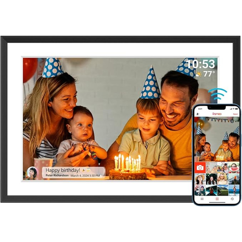 32 GB Digital Picture Frame WLAN 10.1 Inch 1280 x 800 IPS LCD Touch Screen, Built-in 32 GB Memory, Auto-Rotate Wall Mountable, Share Moments Instantly via Frameo App from Anywhere
