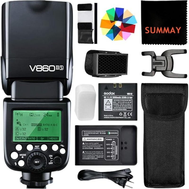 GODOX V860IIS Speedlite HSS 1/8000S GN60 2000mAh įkraunama baterija TTL fotoaparato blykstė, skirta 