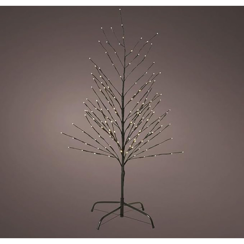 Black LED Christmas Tree Decorated with Warm White Lights Perfect for adding an elegant and modern touch to your Christmas decoration.Ideal for any room.