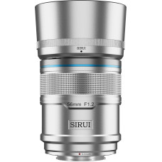 SIRUI Sniper 56 mm automatinio fokusavimo objektyvas F1.2 plataus kampo APS-C fotoaparato objektyvas (X-Mount, sidabrinis)