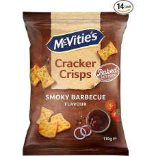 McVitie's Cracker Crisps Smoky Barbecue, Savoury Seasoned Snack with Smoky Barbecue Flavour, Crispy Oven Baked Crackers, 14 x 110 g