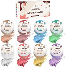 E-Kongton Edible Glitter - Edible Glitter Dust for Food, Beverage, Cake Toppers - Edible Powder Edible Glitter Dust for 8 Colours (WT: 3g/bottle)