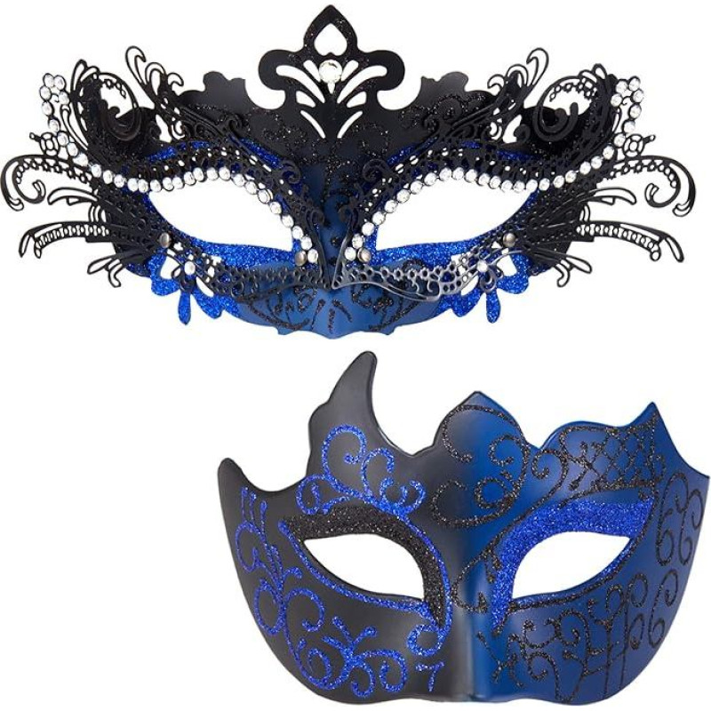 MYSEUNI Poros kaukės Kaukės - blizgantys Rhinestone Metal Filigree Venecijos kaukė ir Venecijos vyrų kaukė karnavalas