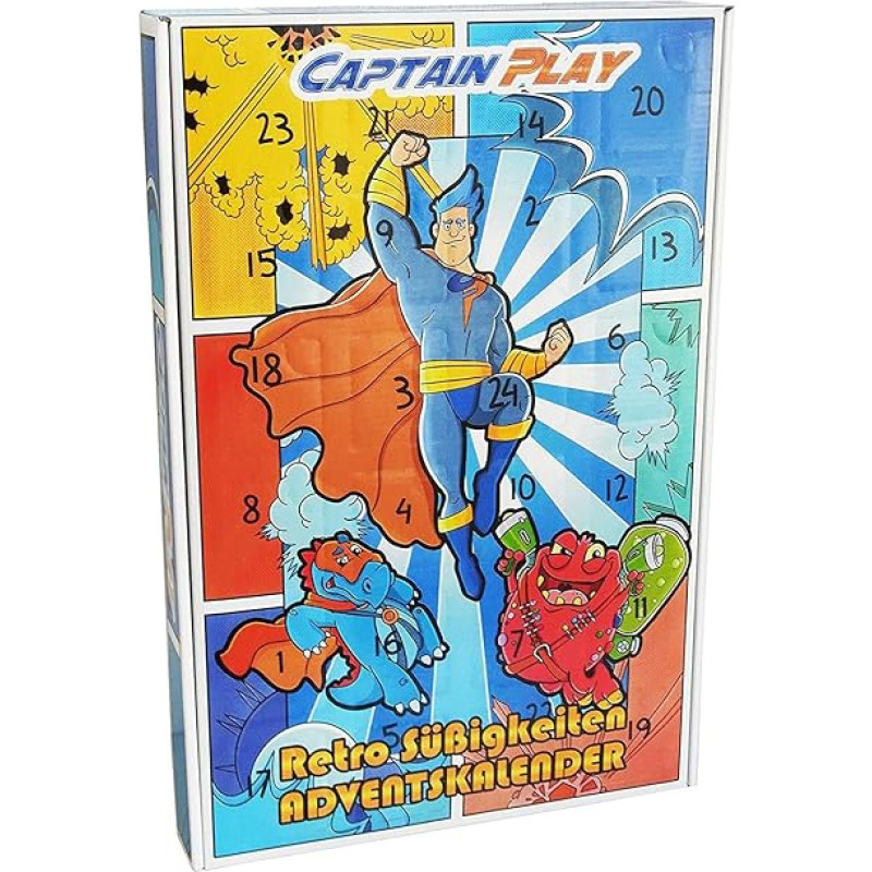 CAPTAIN PLAY Retro Sweets Advent Calendar 2024, Christmas Calendar with Sweets, 348 g Retro Advent Calendar Sweets