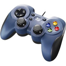 Logitech F310 wired gamepad controller with Konsolenartigem layout, 4 buttons D-pad, XInput / Direct Input, comfort grip, 1.8 m cable, PC / Mac, Blue / Gray - German Packaging