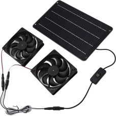 Saulės energiją naudojantis ištraukiamasis ventiliatorius 20W 12V saulės kolektorių ištraukiamasis ventiliatorius ištraukiamasis ventiliatorius dvigubas ventiliatorius su jungikliu, skirtas lauko pašiūrėms, vištidėms, šiltnamiams, kemperiams,