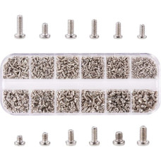 INCREWAY 1050 Pieces Screws M1.4/M1.6/M2/M2.5 Carbon Steel Nickel Plated Silver Computer Laptop Screws Set Repair Accessories