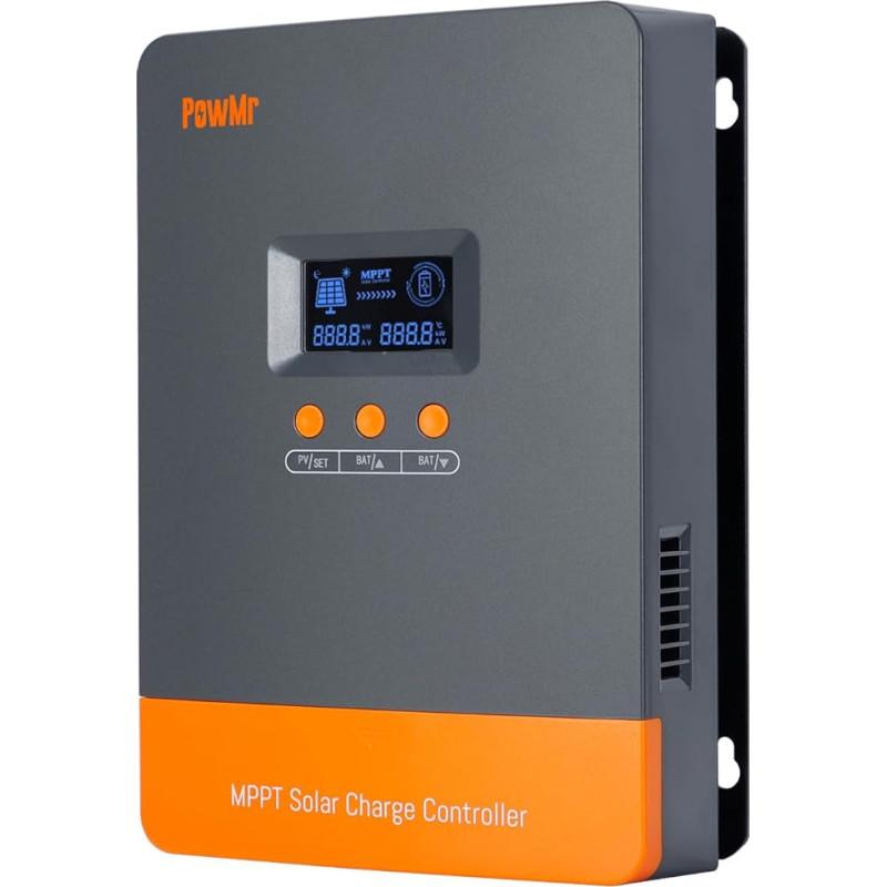 PowMr 80A saulės energijos įkrovimo valdiklis MPPT saulės energijos įkrovimo valdiklis 12V 24V 36V 48V DC 160V automatinis saulės kolektorių įkrovimo aptikimo išmanusis valdiklis, palaikantis iki 12 lygiagrečių jungčių