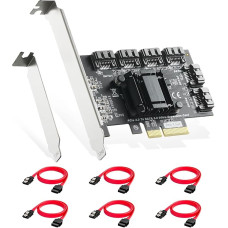 Binardat PCIE X4 to SATA Card 6 Port 6Gbps SATA 3.0 Controller with 6 SATA Cable and Low Profile Bracket for Windows 10/11