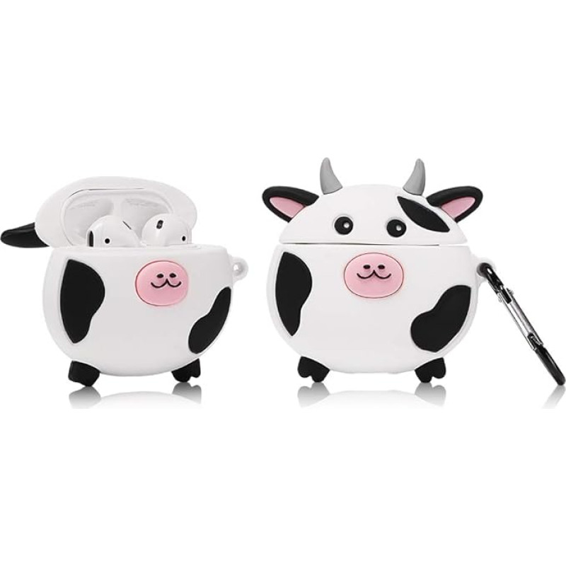 ZAHIUS Silicone Case Compatible with Airpods 1 & 2 Case Cover Funny Cover [Cute Animal Series] (Cow)