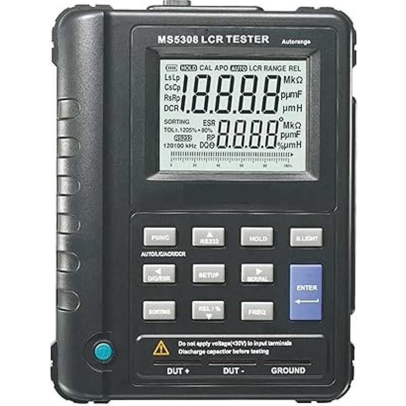 LCR-Brücke, Handheld Auto Range Digitales LCR-Meter Brückentest Induktivität Kapazität Widerstandsmessgerät Dual LCD Display