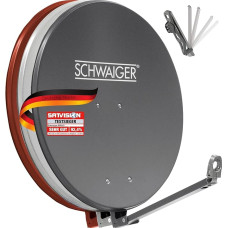 SCHWAIGER 258 Palydovinė antena 88 cm Palydovinė antena Aliumininė palydovinė sistema Palydovinė antena su poslinkiu LNB atraminė ranka Palydovinės antenos laikiklis Palydovinės antenos veidrodis Palydovinės antenos veidrodis Antracito pilka spalva