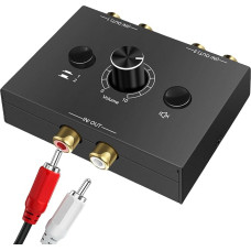 RCA RCA stereofoninio garso jungiklis 2(1)-IN-1(2)-Out, R/L stereofoninio garso jungiklis su garsumo reguliatoriumi, dvikryptis Aux garso selektoriaus jungiklis, skirtas CD grotuvui, kompiuterio garsiakalbiui