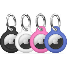 MOLOSLEEVE Airtag Holder with Key Chain, Anti-Scratch Airtag Keychain for Apple Air Tags, Airtag Accessories for GPS Item Finder, Multicolor, 4 Pack
