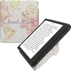 kwmobile Apsauginis dėklas, suderinamas su Kobo Kobo Libra Colour / Tolino Vision Colour - dirbtinės odos dėklas - elektroninės skaityklės dangtelis - kelionių užrašų dėklas, juodas, įvairiaspalvis