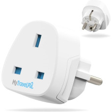 Jungtinės Karalystės ir Europos kištukinio lizdo adapteris (2 vnt.) | 2 x MyTravelPal® Europos Sąjungos kelionių adapteriai | Skirti naudoti Prancūzijoje, Vokietijoje, Portugalijoje, Graikijoje ir daugelyje Europos šalių | E/F tipo adapteris