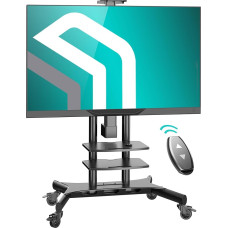 ONKRON Motorised TV Stand Rollable for 50-86 Inch TV up to 90 kg, TV Stand Height Adjustable with Remote Control Max VESA 800 x 500 TV Cart with Wheels / TV Trolley Black TS1881E-B