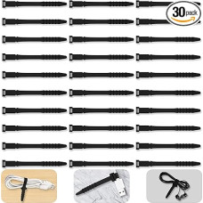 Silikoniniai kabelių raiščiai 11,3 cm, 30 daugkartinio naudojimo kabelių raiščiai, elastingas silikoninis kabelis, universalus įkrovimo kabelis, organizatoriaus kabelių raiščiai įkrovimo kabeliui, USB kabeliui, ausinėms (juoda, pakuotė iš