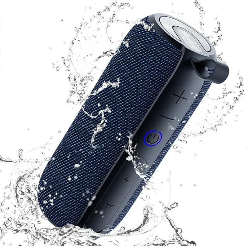 FIGMASU Bluetooth Speaker Waterproof Speaker Boxes Bluetooth Portable 25W Bass Stereo 24H Battery 360° Surround Sound Wireless Music Box for Outdoor Camping Pool (Blue)