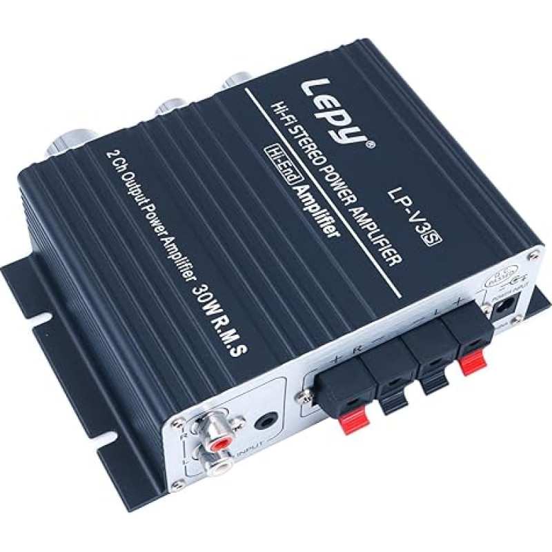 Fasizi LP-V3S Hi-Fi Stereo Power Amplifier 2 Ch 25WR.M.S Speaker with 3.5 mm Audio Input, 3.5 mm MP3 Socket with 5 A Power Supply for Computers, MP3 Players etc. - Black