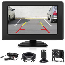 Inefala 4,3-Zoll-Rückfahrkamera mit IPS-Bildschirmmonitor, AHD-Kamera Nachtsicht wasserdichte IP68 Backup 12V Wireless Reversing Kamera für Auto