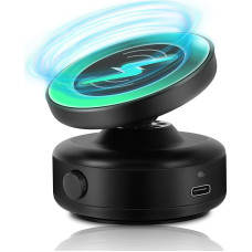 WODHMIEY Magnetinis vakuuminis belaidis mobiliojo telefono įkroviklis su 15 W greituoju įkrovimu, 360° pasukimas, lengvas tvirtinimas, tvirtas laikymas, skirtas vairavimui, fitnesui, dušui, lygiems ir metaliniams paviršiams (juodas)